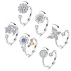 Honsny 6Pcs 14K Gold Plated Anxiety Rings For Women, Adjustable Spinner Anxiety Ring, Cz Butterfly Bee Moon Star Fidget Rings Fo