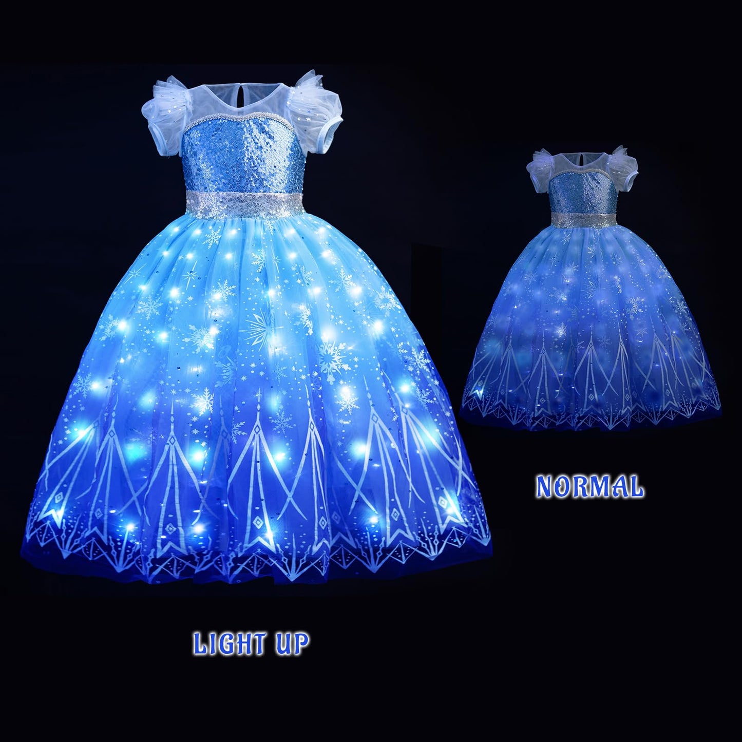 Ciyti Light Up Girls Halloween Costume Snow Princess Dress Ice Christmas Costumes Toddler Kids Costume With Accessories, Blue
