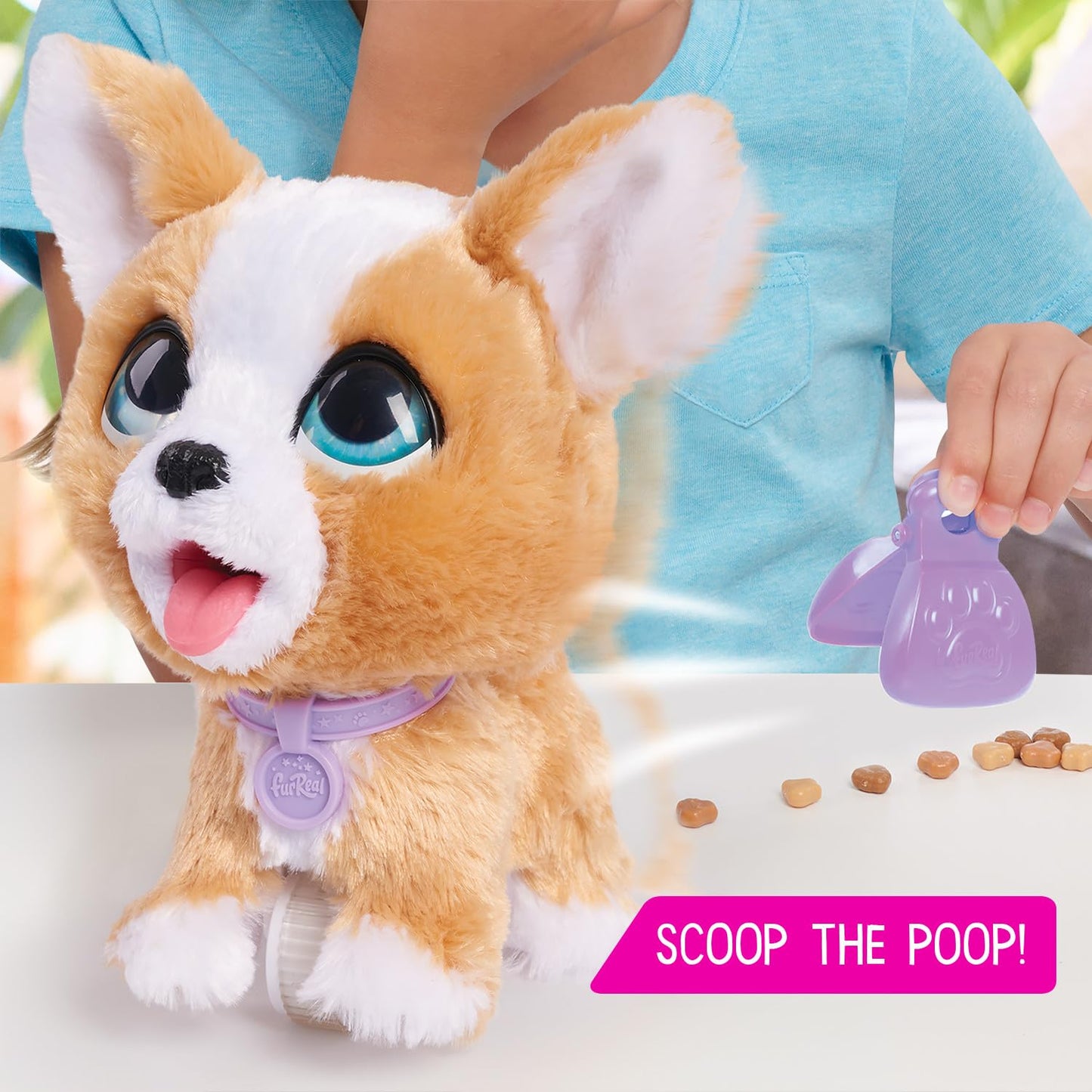 Just Play furReal Poop-A-Lots Corgi 8-inch Plush Stuffed Animal, Multicolor, Interactive Pooping Puppy with Leash, Model 28057