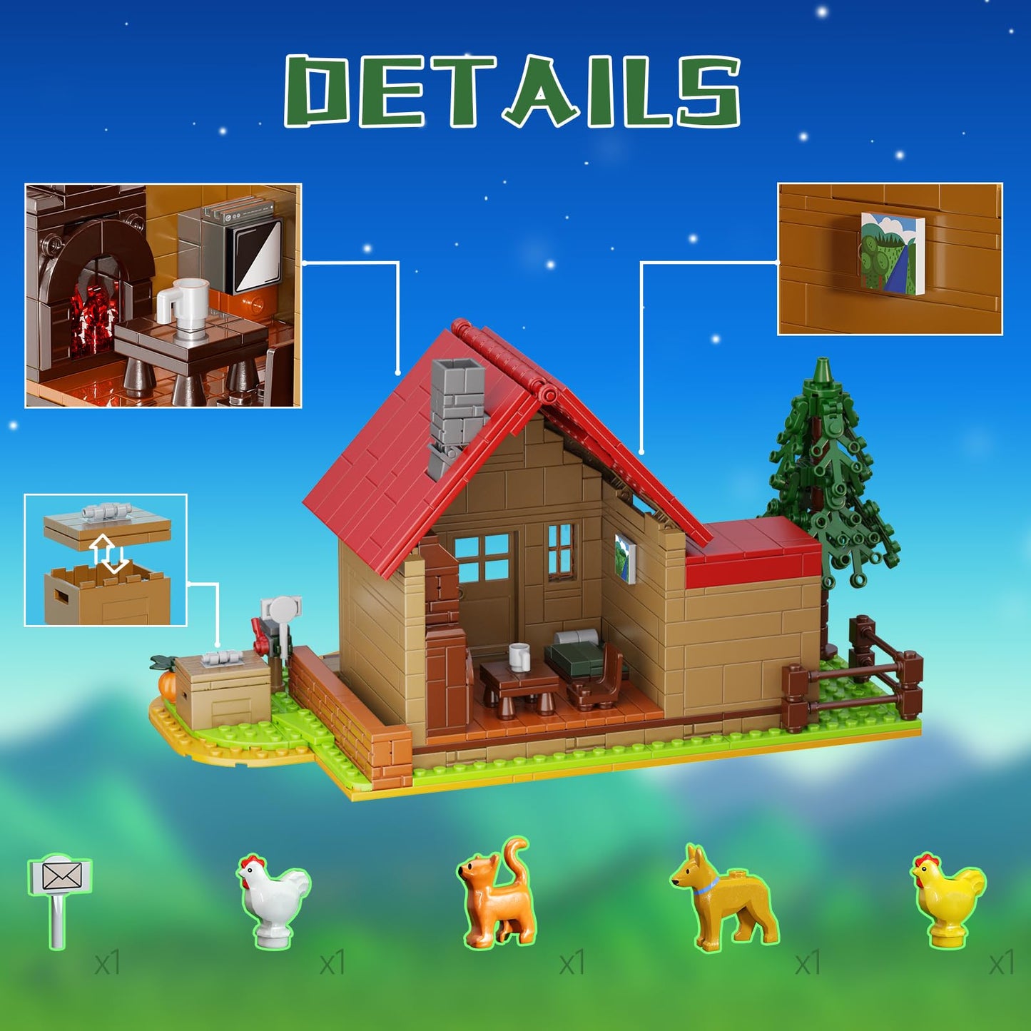 Stardew Farmhouse Building Toy, Video Game Farm Playset Building Set Compatible With Lego, 766 Pieces Diy Farm House Building Ki