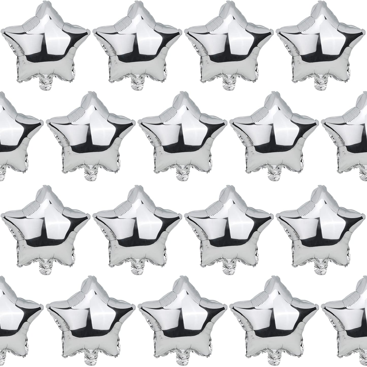 Moukiween Star Balloons,50 Pieces 10 Inch Silver Star-Shape Foil Balloons Mylar Balloons For Party Decorations