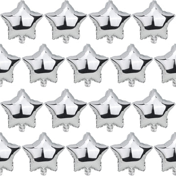 Moukiween Star Balloons,50 Pieces 10 Inch Silver Star-Shape Foil Balloons Mylar Balloons For Party Decorations