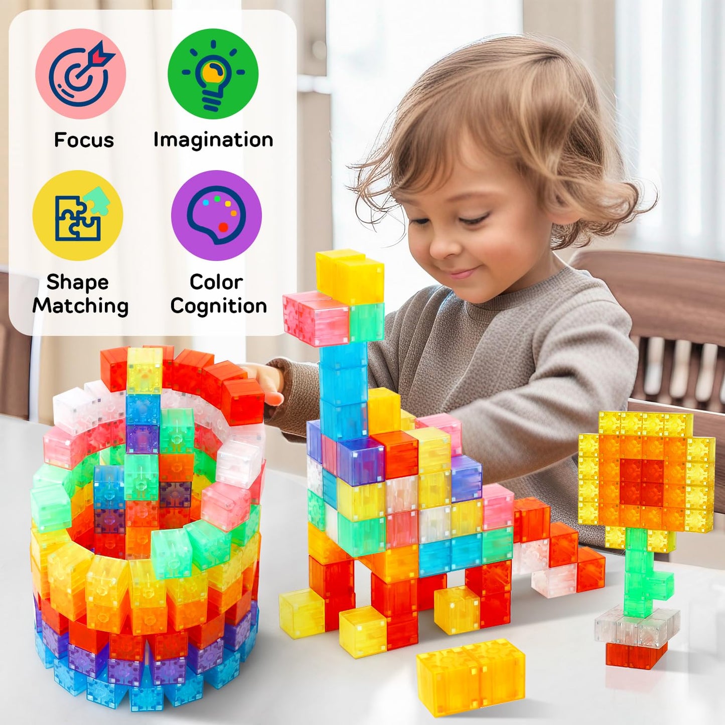 Toy Life 36Pcs Magnetic Blocks For Kids Ages 4-8, Magnetic Building Blocks For Toddlers 3-5, Magnet Blocks, Magnetic Toys, Magnet Toys For Toddler, Kids Building Blocks, Toddler Building Toys For Kids