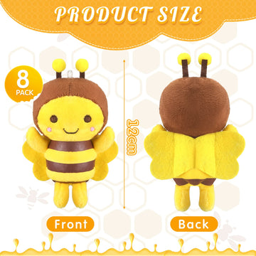 8 Pcs 5 Inch Stuffed Bees Plush Soft Small Bee Stuffed Animal Realistic Cartoon Little Honey Toy Adorable Doll For Birthday Party Decorations Diy(Vivid Style)