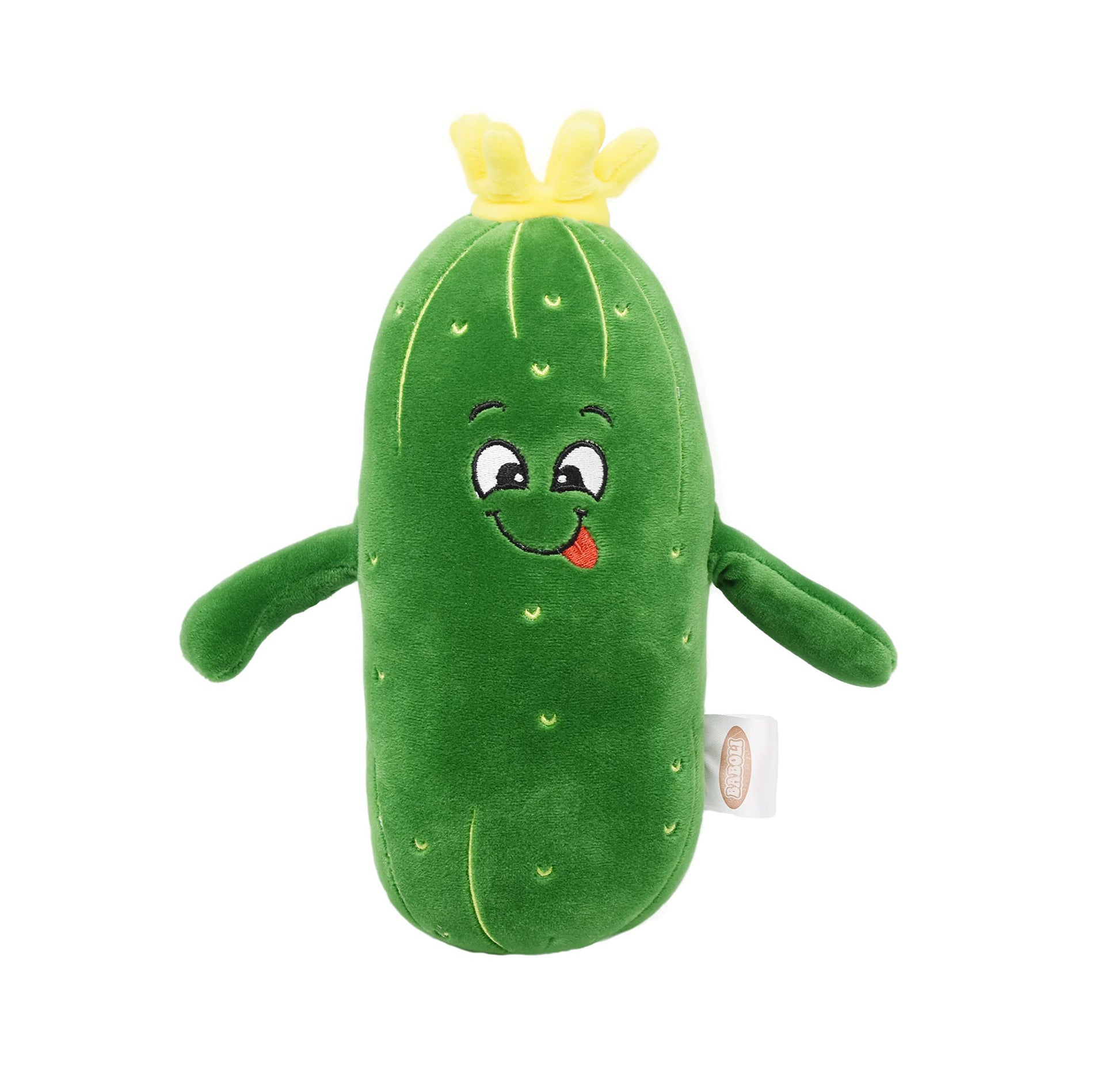 Baboli Adorable Pickle Stuffed Animal Cucumber Plush Plant With Smile Face And Yellow Corolla Pretty Cute Plushie Toy Gifts For Any Pickle Lover 9 Inches (Naughty-S)