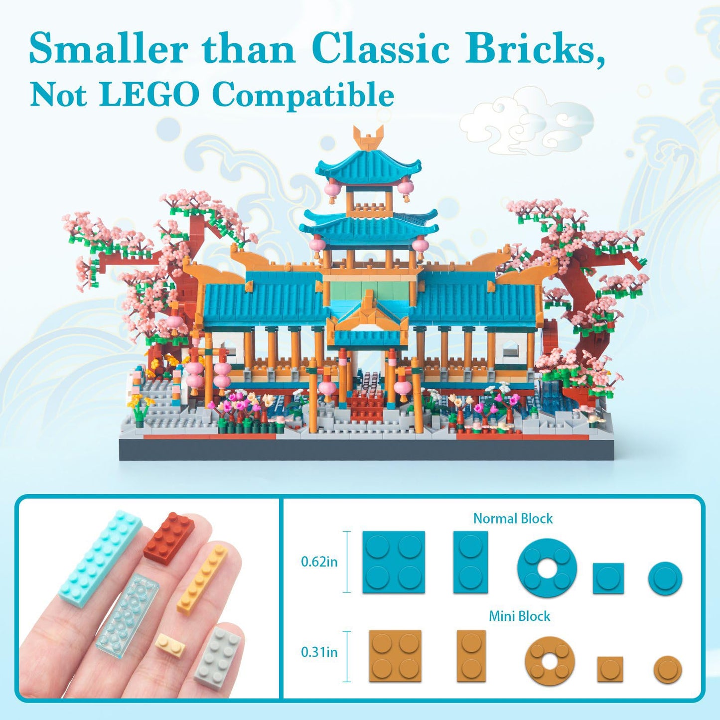 Finger Rock Cherry Blossom Bonsai Tree Building Set, Japanese Architecture Sakura Micro Block Building Set For Adults, Collectible Creative Gift For Kids 14+ (2350 Pieces)