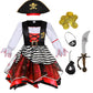 Frekuyrt Girl Pirate Costume Buccaneer Princess Costume Halloween Party Dress Up (7-9 Years)