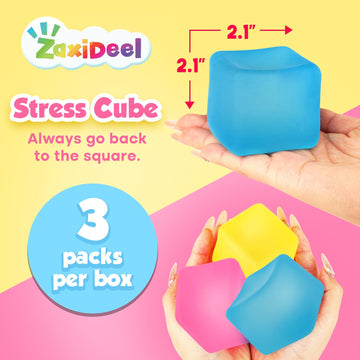 Fidget Toys Stress Cube: Squishy Fidget Toys For Kids Adults, High Density Gel Filled Squeeze Toys, Fidgets For Classroom, Gift Christmas Ideal For Stocking Stuffers For Kids, Pack Of 3