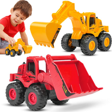 Beestech Construction Toys, Friction Powered Excavator Toy and Construction Loader Toy, Beach Sand Toys, Construction Truck Vehi
