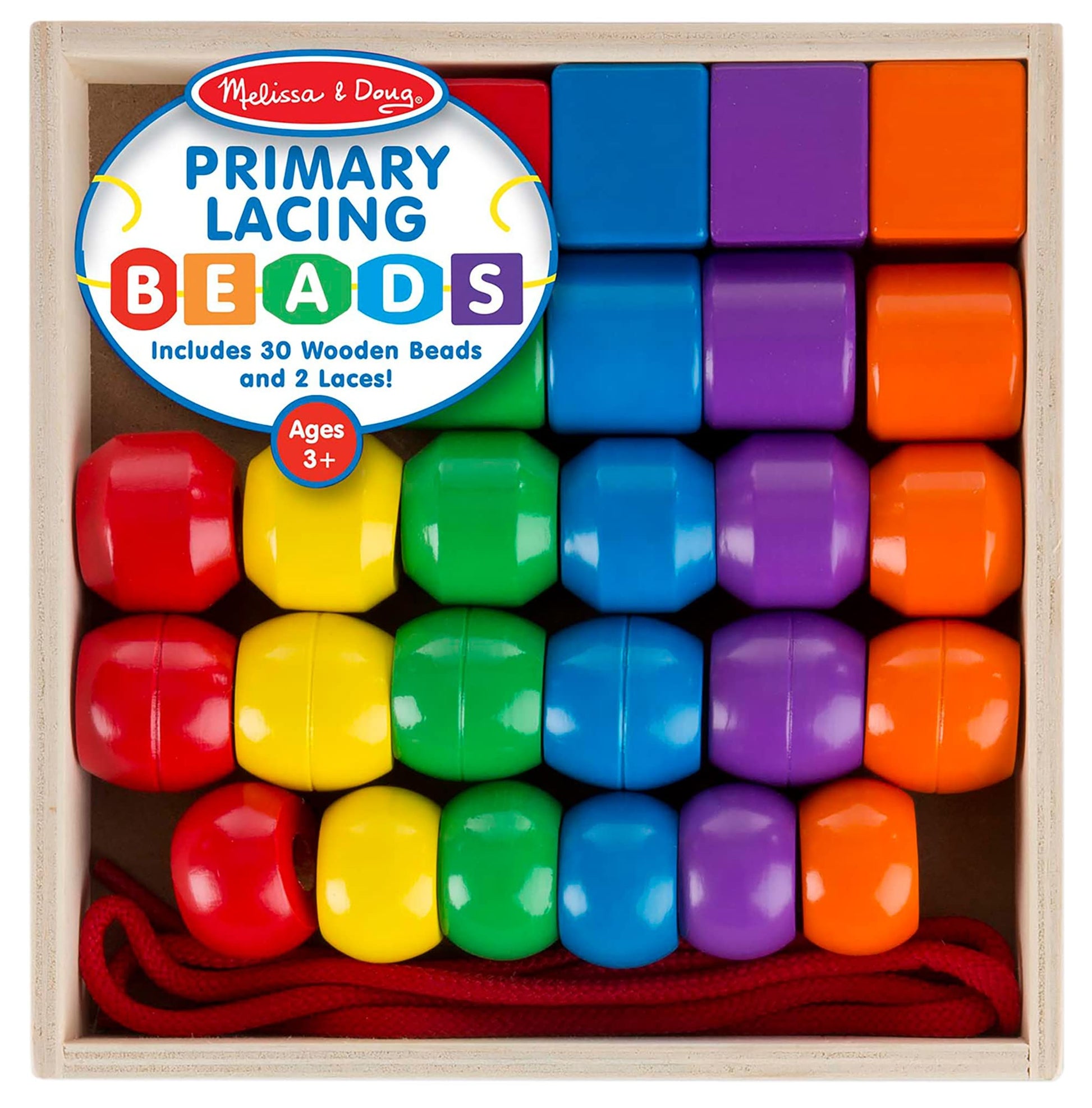 Melissa & Doug Primary Lacing Beads, 32 Pieces