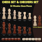 Chess Board Sets, 15 Inch Magnetic Chess Set For Adults & Kids, Checkers Board Game, Handmade Folding Chess Boards With 2 Extra