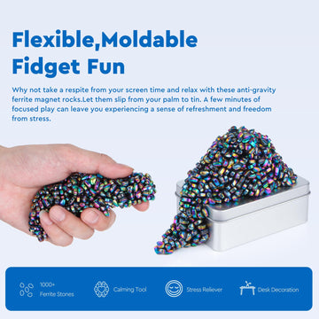 Dyrdm Ferrite Putty, Colorful 1000+ Ferrite Stones, Easter Basket Stuffers & Fidget Gifts, Magnetic Fidget Toy, Holiday Stocking Stuffer, Fidget Toys For Adults & Teens 14+, Ferrite Rocks For Office