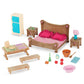 Li 'L Woodzeez Master Bedroom & Dining Set - Miniature Furniture And Kitchen Accessories - 26Pc Toy Set With Bed, Table, Fridge,