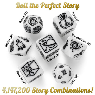 Imagination Generation Story Time Dice, Create Your Own Adventure Storytelling Game - Includes 7 Polyhedral Dice & 4 Suggested W