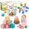Plunack 4-In-1 Baby Toys For 6-12 Months, Montessori Soft Stacking Blocks For Babies, Infants Teething Toys, Sensory Balls And E