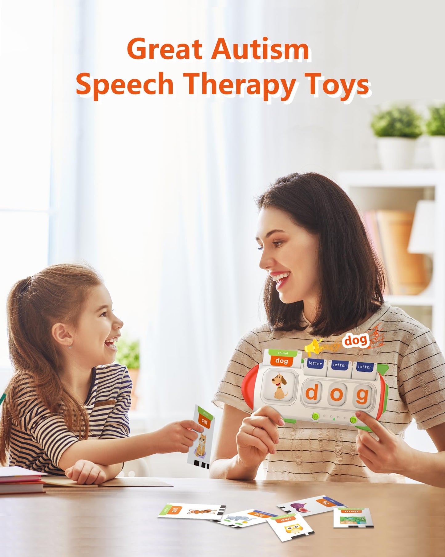 Zikaquqi Spelling&Talking Flash Cards For Toddlers 3-8 Years Old - Speech Therapy With 107 Sight Words - Sensory Toys For Kids W
