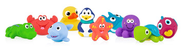 Nuby 10 Count (Pack Of 1) Little Squirts Fun Bath Toys, Assorted Characters