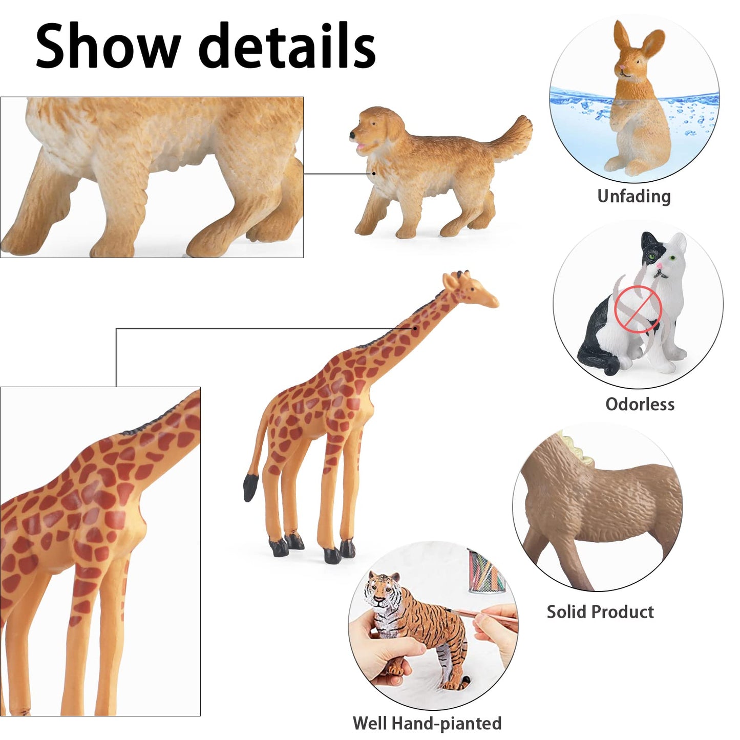 Rcomg 24 Pcs Small Animal Toys Set: Farm Animal Toys & Forest Animal Figures, Realistic Animal Figurines Cake Topper Party Favor For Kids Toddlers