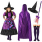 Ramede 5 Pcs Girl Halloween Witch Costume Set Light Up Witch Dress Broom Cloak Hat Sock For Treat Or Trick Party(5-7 Year Old)