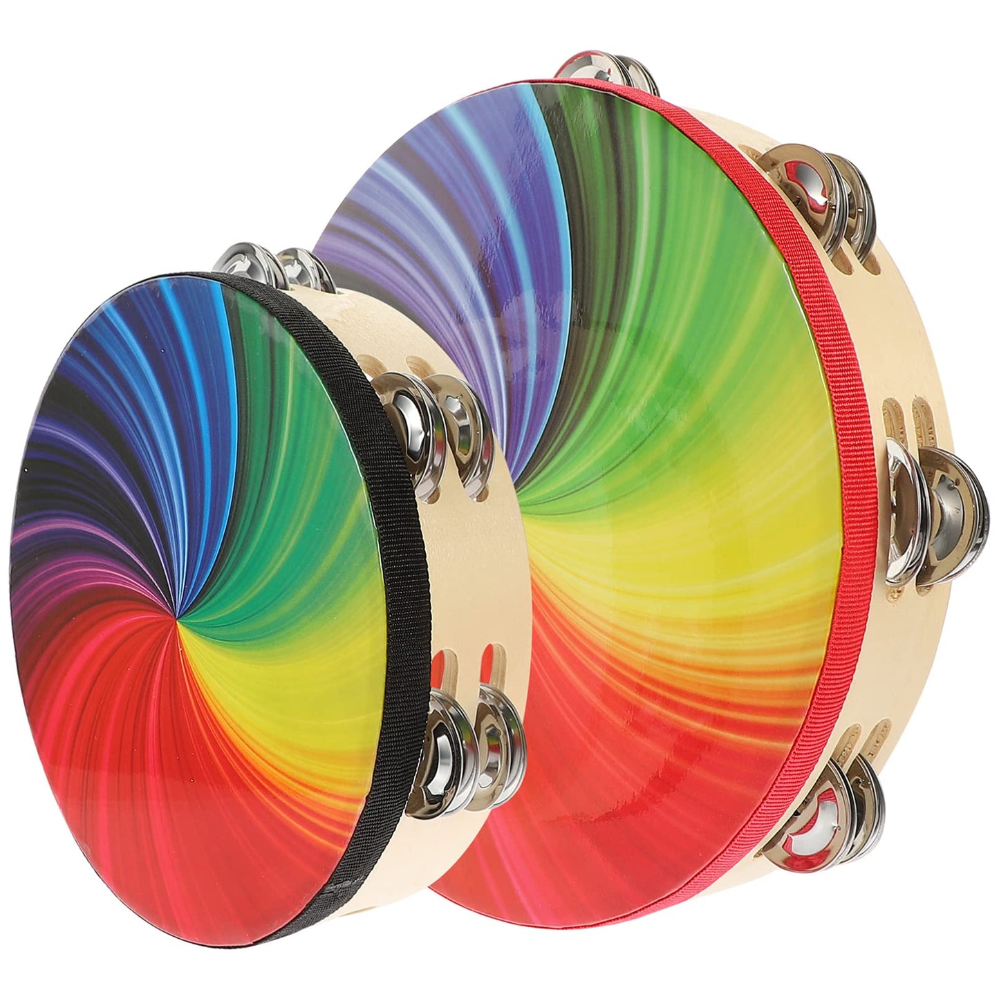 Heallily 2Pcs Educational Tambourines Kids Handheld Single Row Tambourines Percussion Musical Instruments