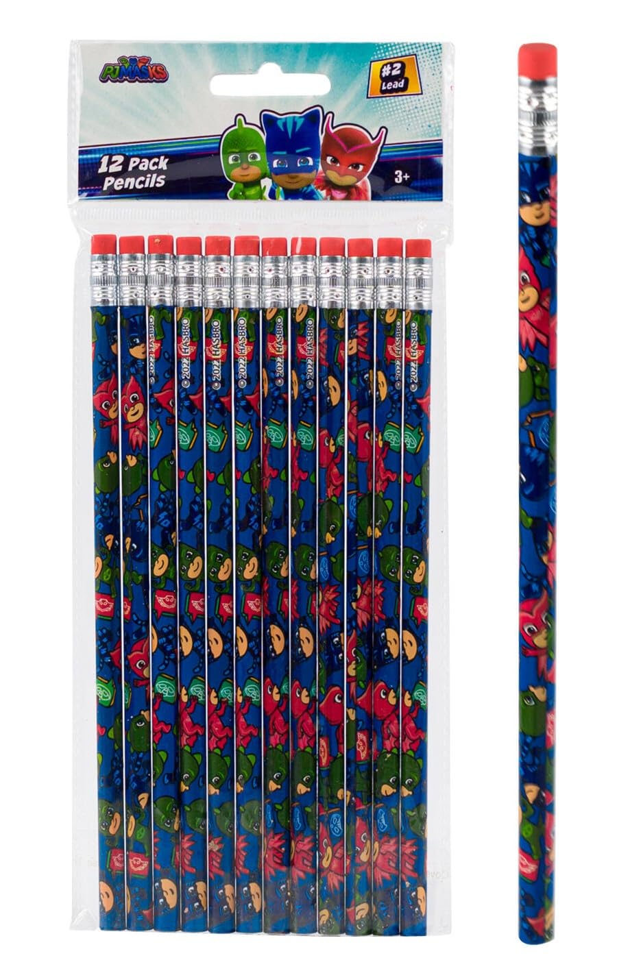 PJ Masks Birthday Party Supplies Favor Bundle Pack includes 8 Plastic Loot Bags, 8 Tattoos, 12 Pencils, 6 Sticker Sheets with 12