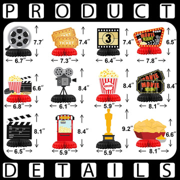Hapibidesign Movie Night Party Decorations - Honeycomb Centerpieces For Movie Night Birthday Decor - Movie Night Table Decoratio