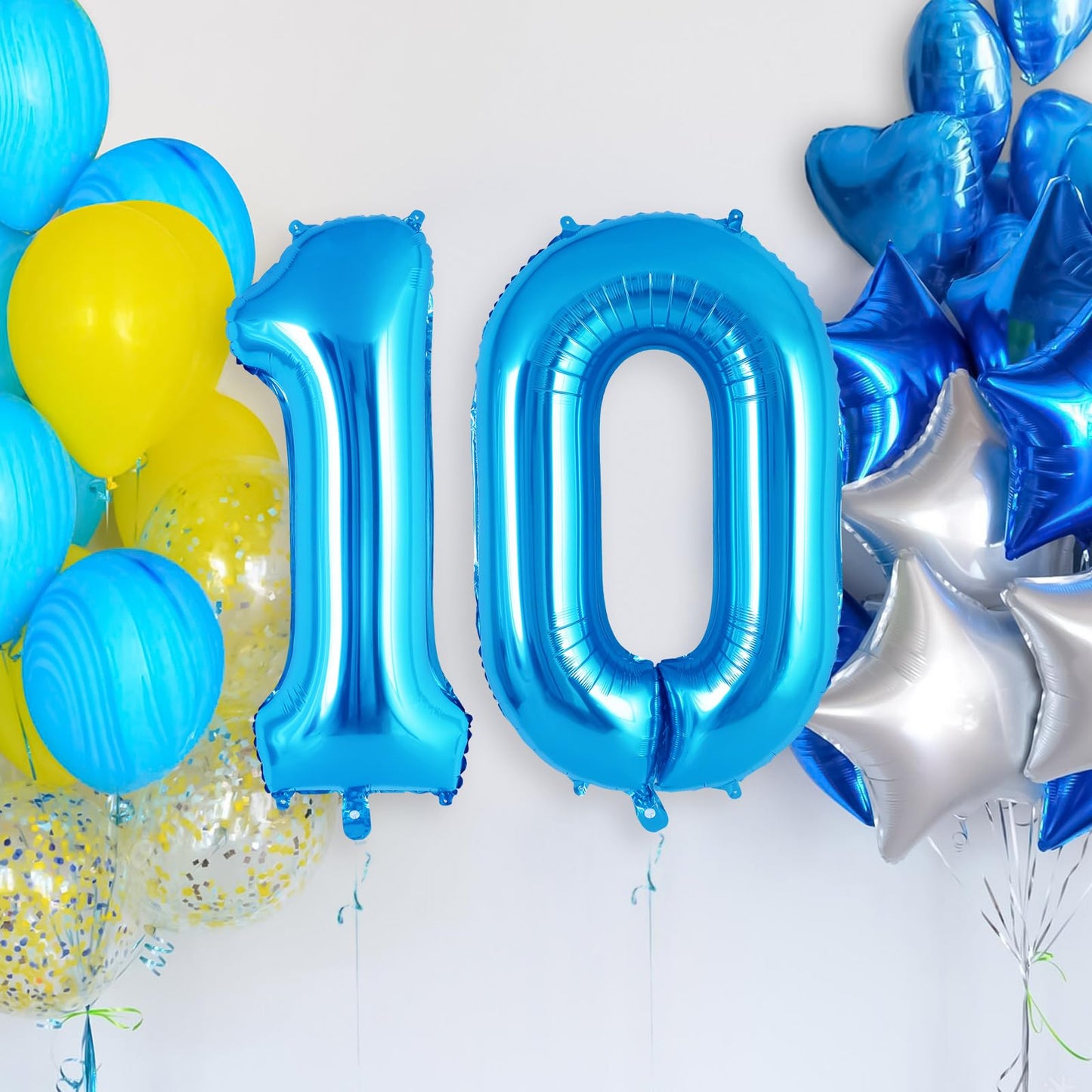 Blue Number 0 Balloon 40 Inch, Big Large Foil Helium Number Balloons, Jumbo Giant Mylar Number 0 Balloons For Birthday Party Dec