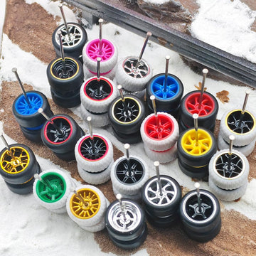 1/64 Wheels and Tires, Real Rider Series,Upgrade Mainline Diecast Model Cars,Mixed 10 Sets of Black and White Wheels a Pack (10 