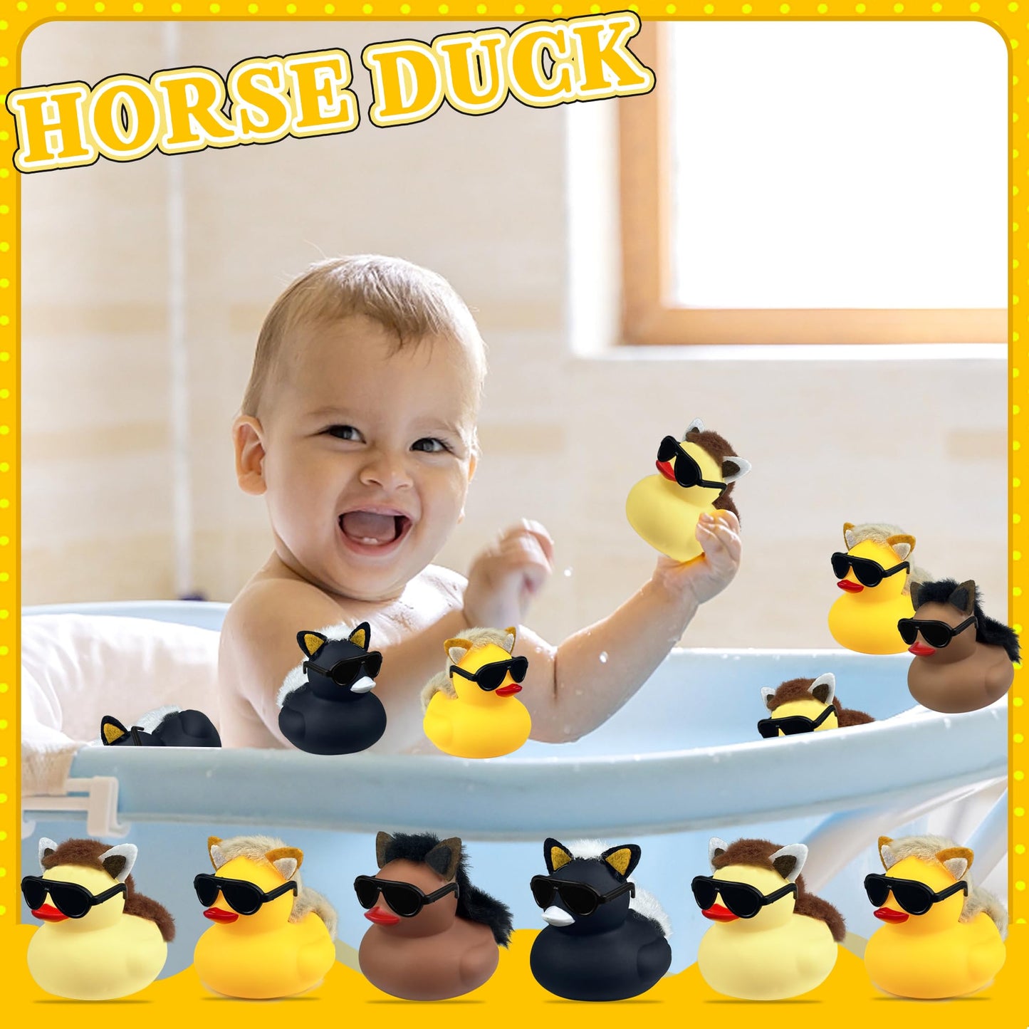 12 Sets Horse Duck With Glasses Mini Western Duck Toys For Baby Shower Birthday Cowboy Cowgirl Horse Farm Western Theme Party Gift Favor Decorations