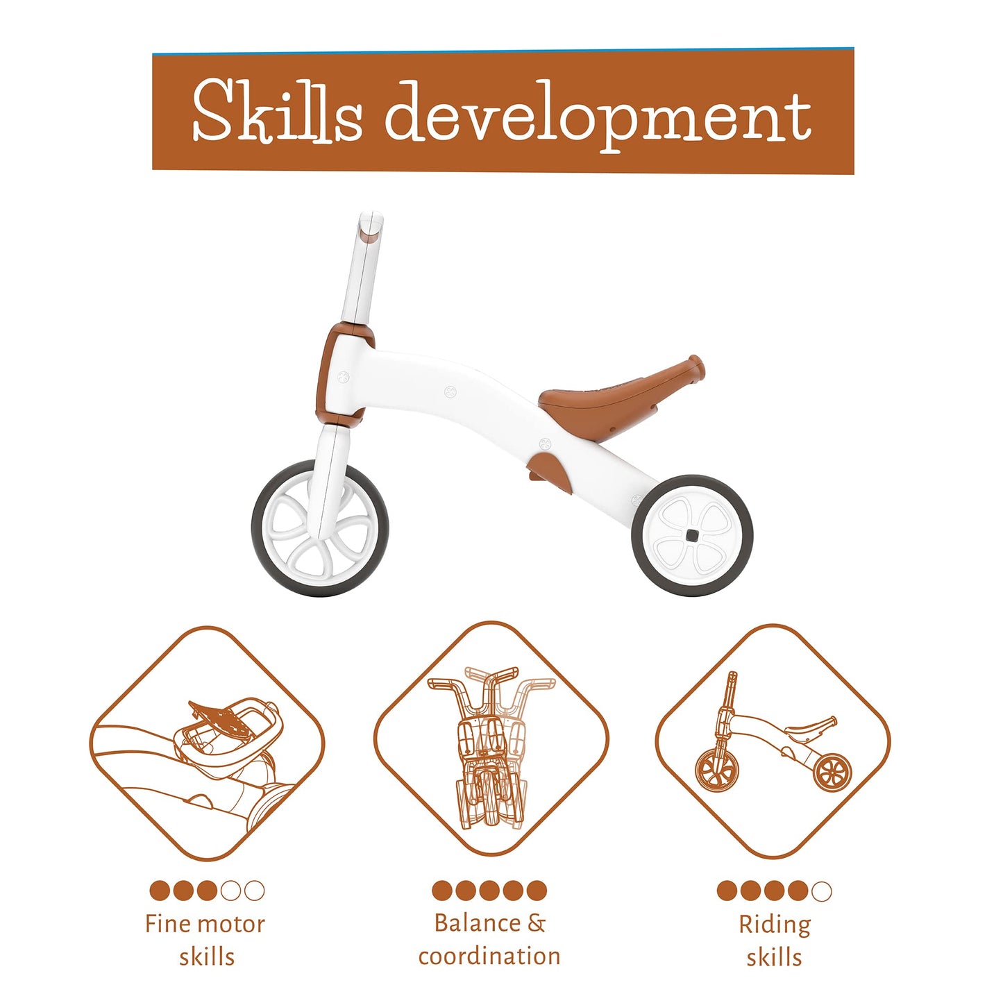 Chillafish Bunzi Gradual Balance Bike And Tricycle, 2-In-1 Ride On Toy For 1-3 Years Old, Silent Non-Marking Wheels, Camel, Large