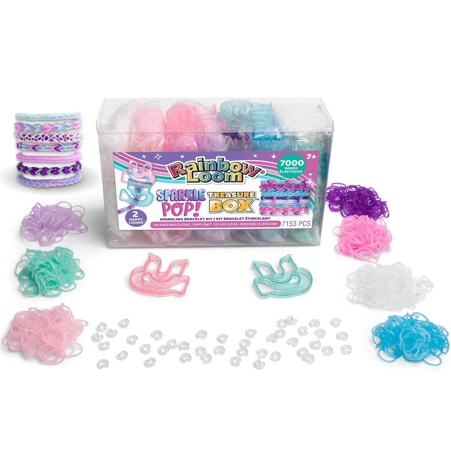 Rainbow Loom: Treasure Box - Sparkle Pop! Edition - DIY Bands Bracelet Kit, 7000 Color Rubber Bands, 2 Happy Looms, Jewelry Craf