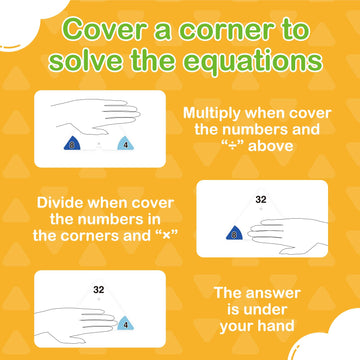 Edulok Multiplication And Division Flash Cards 0-12, Triangle Math Flash Cards With Times Table Chart, Math Manipulatives Flashc