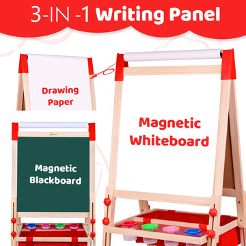 Joyooss Art Easel For Kids Easel For Toddlers, Adjustable Standing Double Sided Toddler Easels Kids Chalkboard Kid Easel With Pa