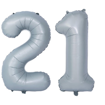 40 In Matte Gray Number Balloons Helium Foil Mylar Balloon Birthday Party Banquet Decoration 21