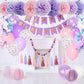 Amandir Purple Birthday Decorations For Women Girl Butterfly Birthday Party Decorations Supplies Pink And Purple Balloons Happy