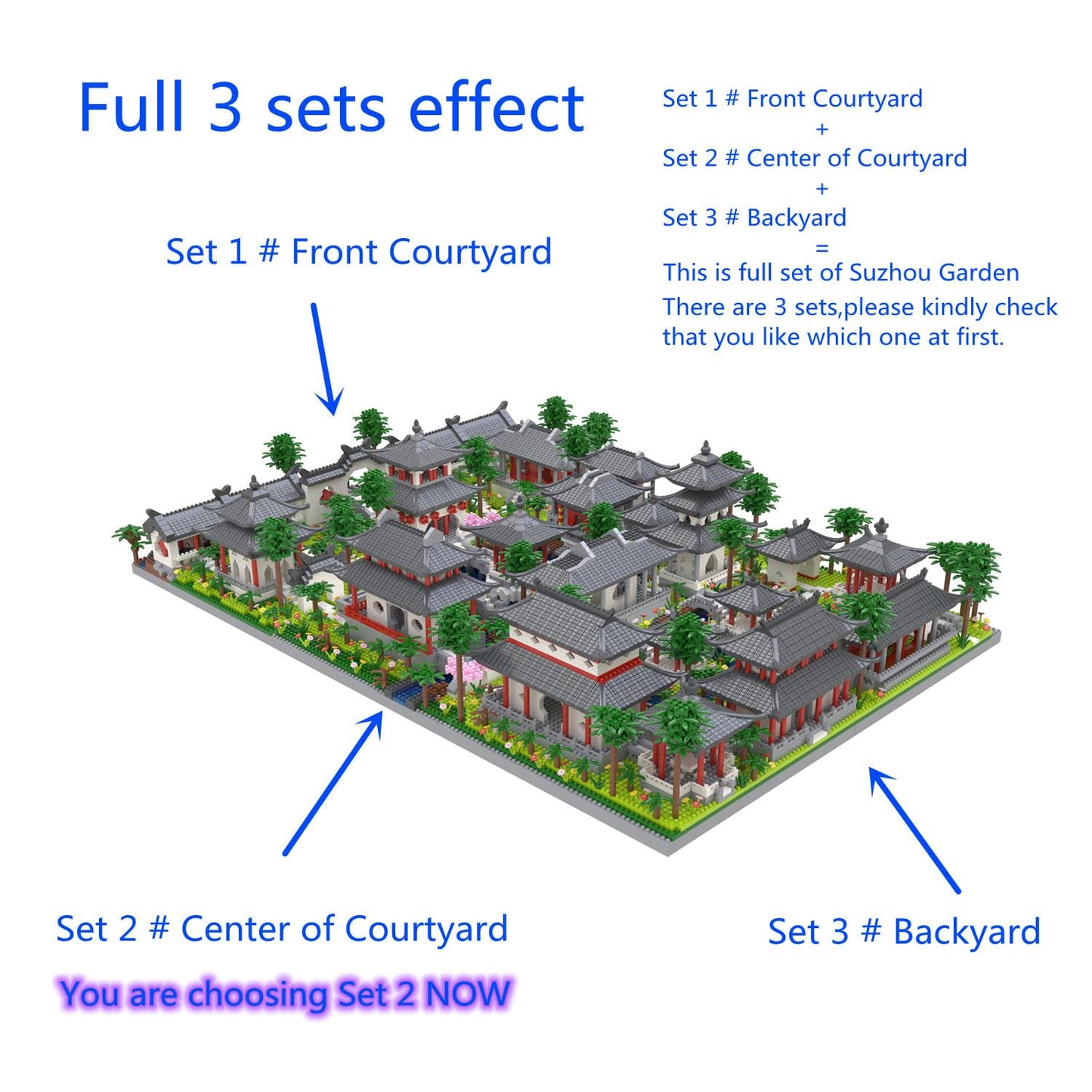 Kadablk Micro Block Set - Chinese Style Suzhou Garden, 3888 PCS, Medium, Plastic, Center of Courtyard, Model M2004 for Adults & Teens