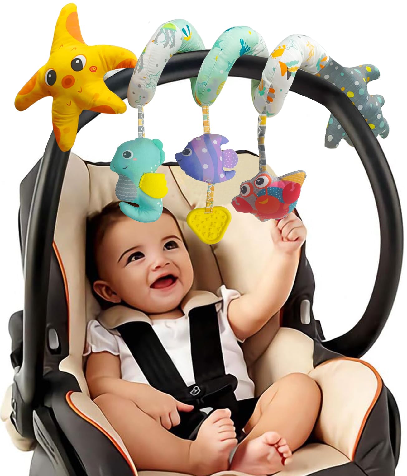 Baby Toys Infant Carseat Toy - Car Seat Toys Gifts For 0-6 6-12 Months Stroller Toy For Newborn Babies Boy Girl 3-6 Month Spiral