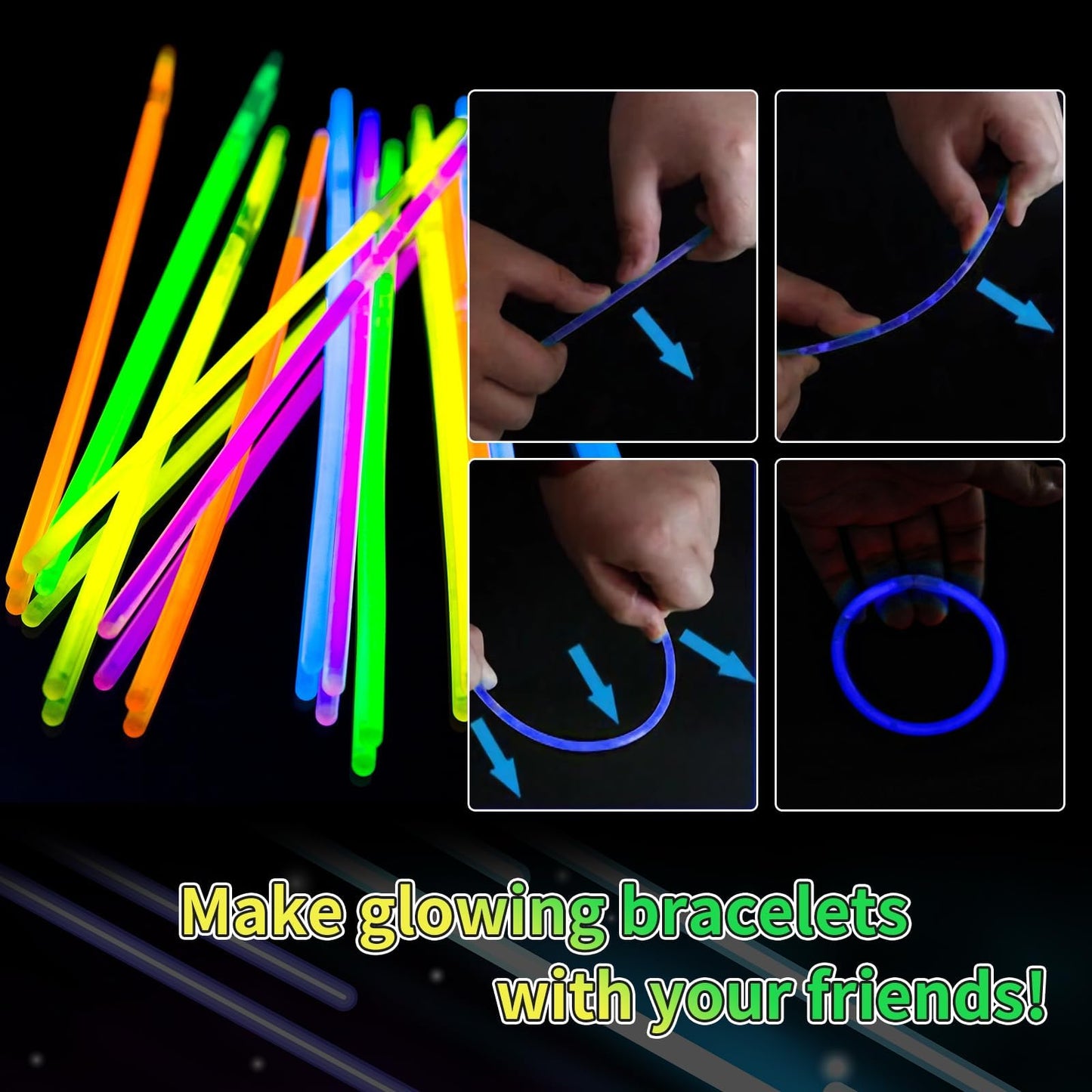 Taikula 60 Pack 8    Green Glow Sticks Bulk with 60 Connectors Neon Glow In The Dark Party favors Supplies for Holiday Birthday