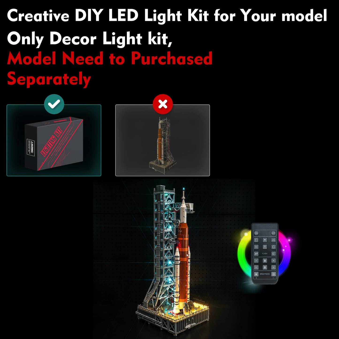 Locolee Led Light Kit Compatible With Lego Nasa Artemis Space Launch System 10341 (No Models Only Light) Creative Lighting Set A