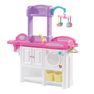 Step2 Love & Care Deluxe Baby Doll Nursery Playset For Kids, Compact Changing Station & Crib, Made Of Durable Plastic, Includes Toy Accessories, For Toddlers 2-6 Years Old, Pink