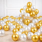 50 Pcs Gold White Metallic Chrome Balloons for Birthday Decoration Items Anniversary Baby Shower Kids Year With Latex Transparen