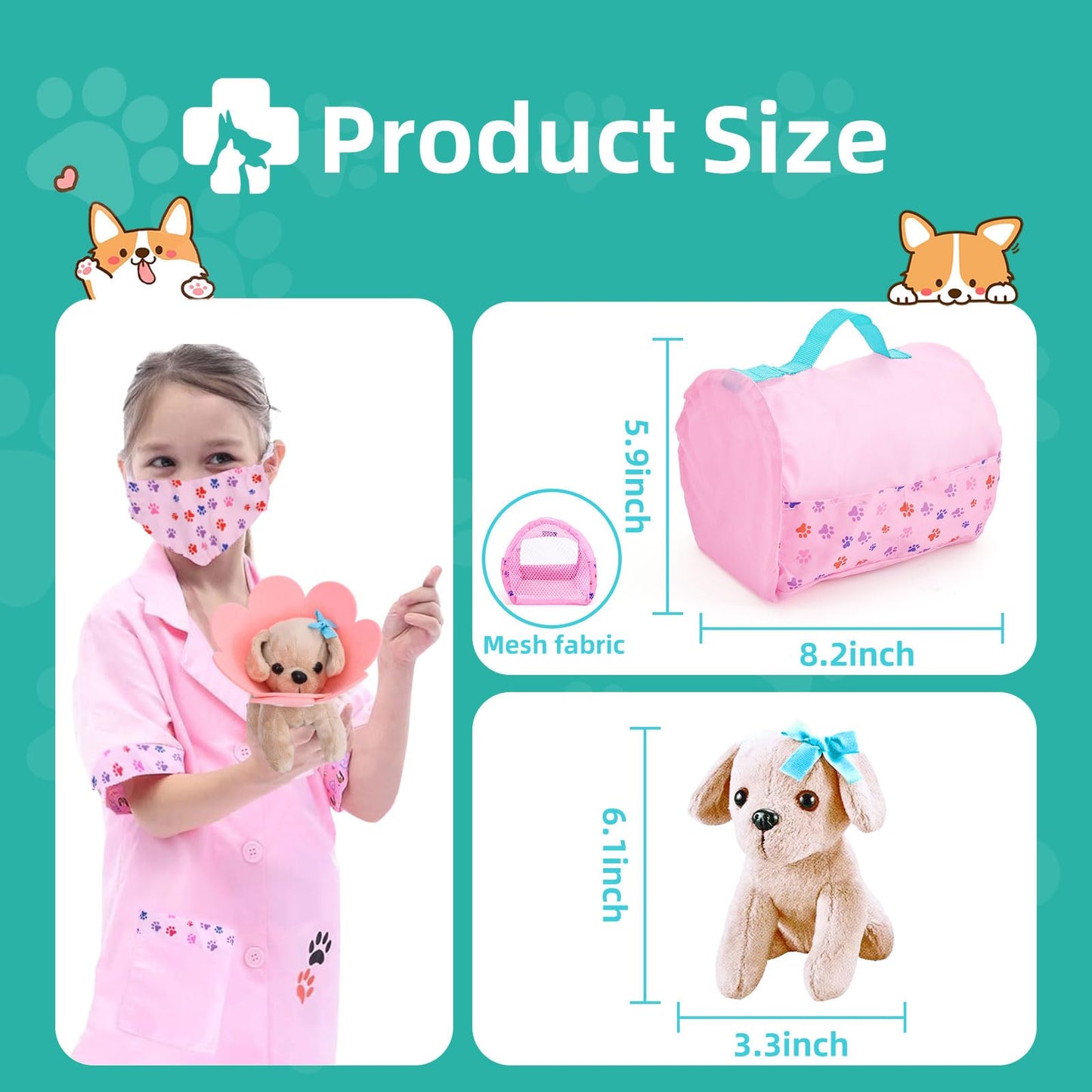 Holycco Toy Doctor Kit for Kids, Vet Play Set Toys for Girls, Birthday Gift for Kids Toddlers Ages 3 4 5 6, Pretend Play Doctor