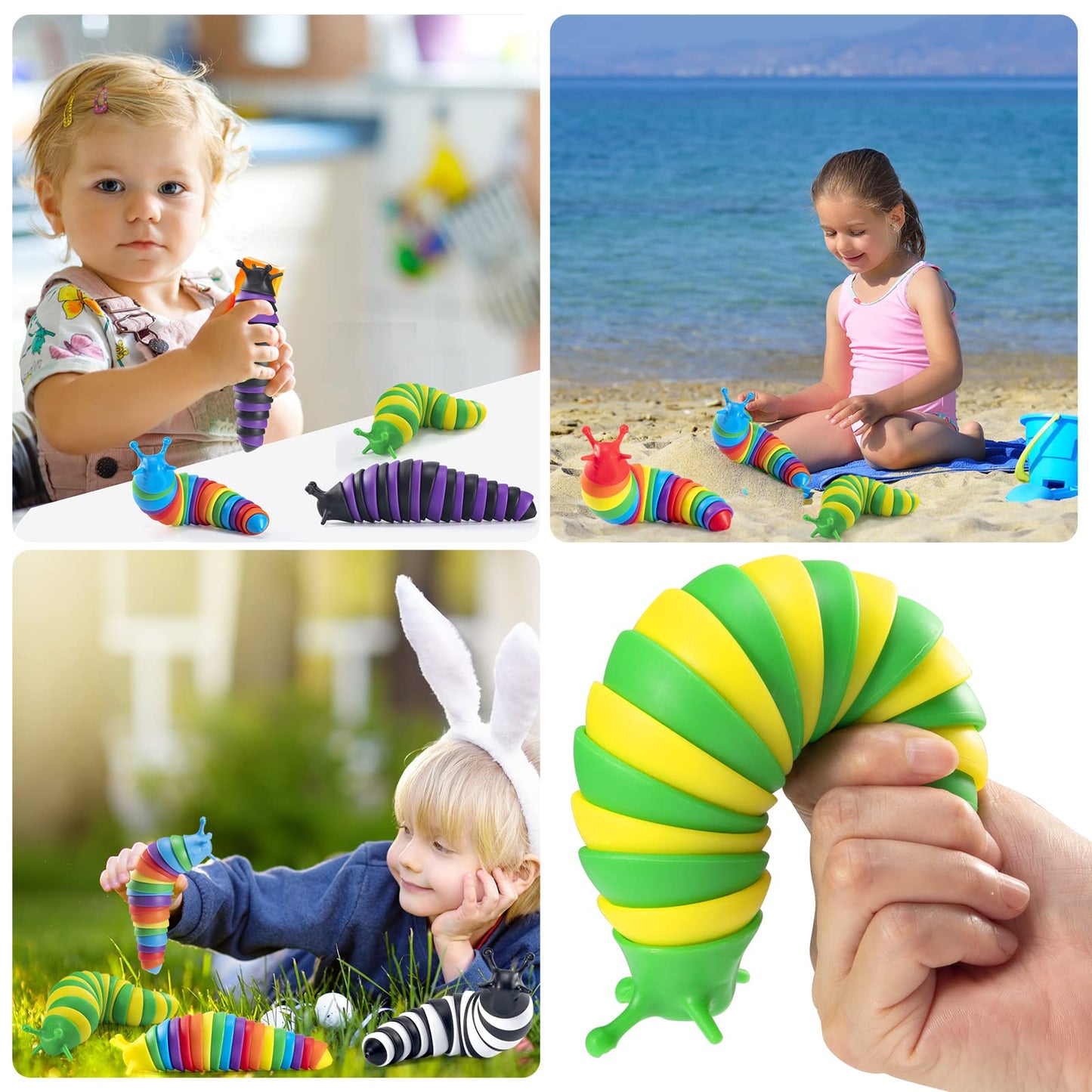 3D Printed Fidget Slug , Flexible Articulated Slug Fidget Toy, Fun Crawling Slug Autism Sensory Toys, Anxiety Relief For Kids, A