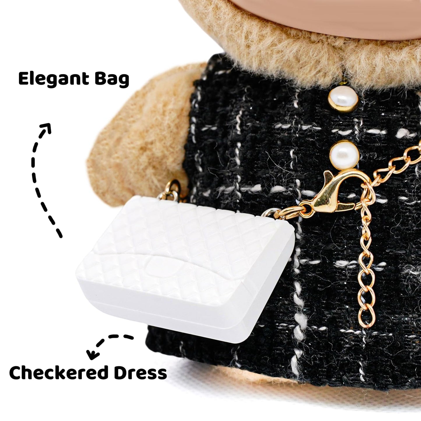 Doll Clothes for 17cm Dolls  enhanced Handmade with elegant Chic Style Set 3 Piece Set Including a Bow  Clothes and White Bag - High-End Dolls Accessories for Play & Display for Play & Display