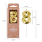 PHD CAKE 2.76 Inch Diamond Gold 8 Number Birthday Candles, Gold Number Candles, Cake Number Candles, Party Celebration