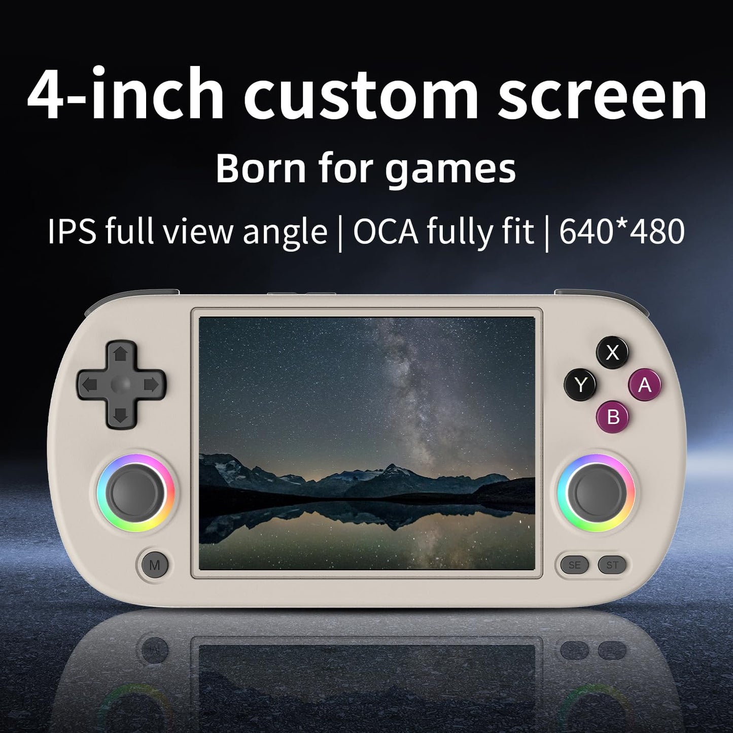 RG40XXH Handheld Game Console 4.0-in 640*480 IPS Screen 3200mAh 64Bit System Retro Gray