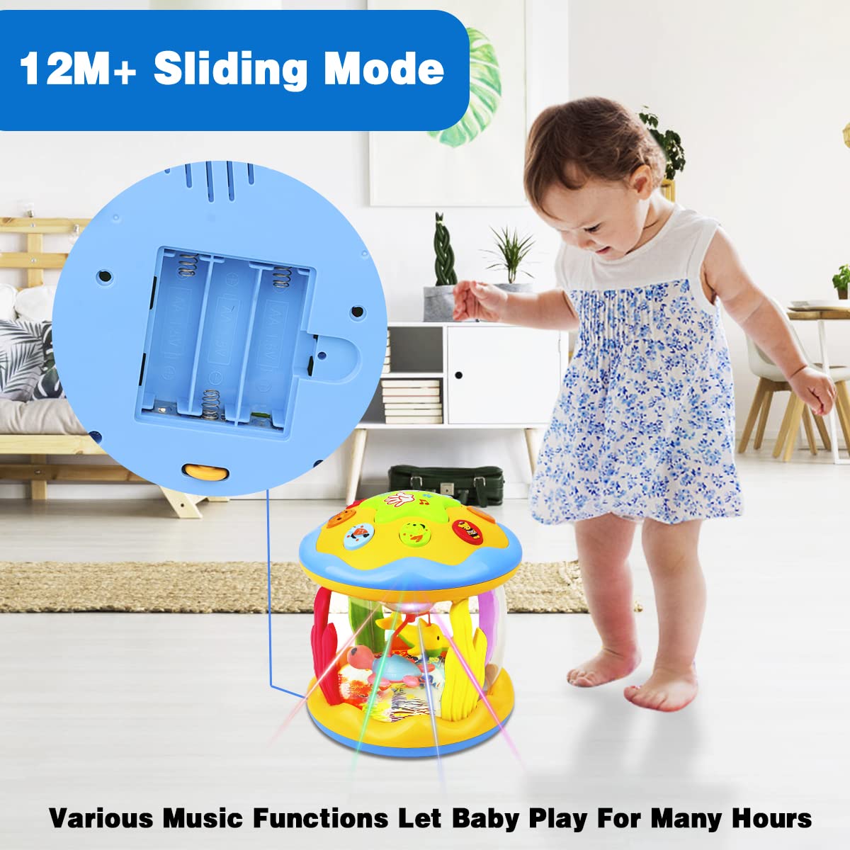 Aboosam Baby Toys 6 To 12 Months - Musical Learning Infant Toys 12-18 Months - Babies Ocean Rotating Light Up Toys For Toddlers 1 2 3+ Years Old Boys Girls Baby Gifts
