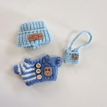 Clothes For (No Doll) , Handcrafted Crochet 3-Piece Set For 17Cm Doll, Premium Outfit With Accessories For , Stylish Clothes For