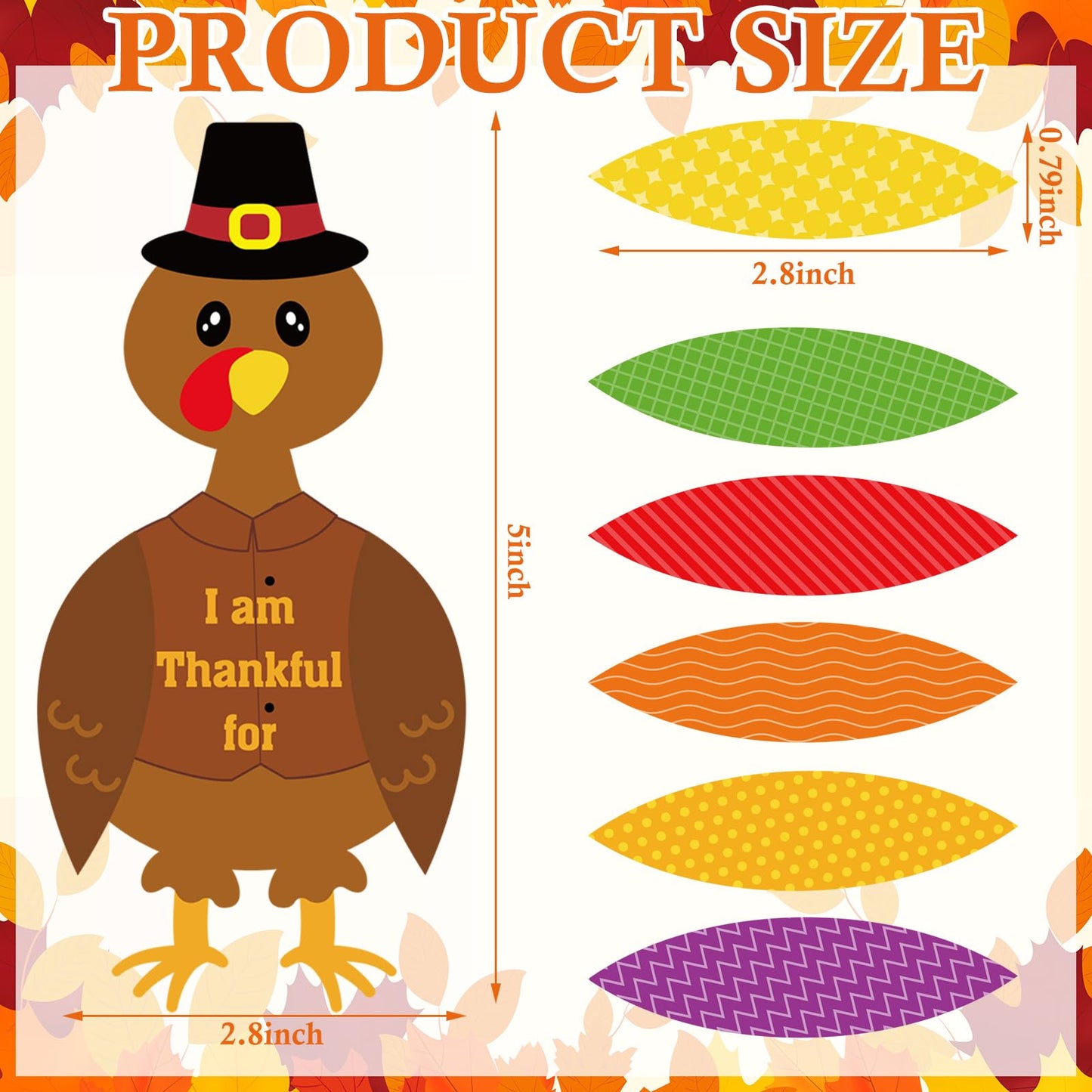 AmazingSpark 36 Sets 252 Pcs Thanksgiving Turkey Craft Kit Thanksgiving Crafts Turkey Paper Card Thankful Cards Decor with Glue