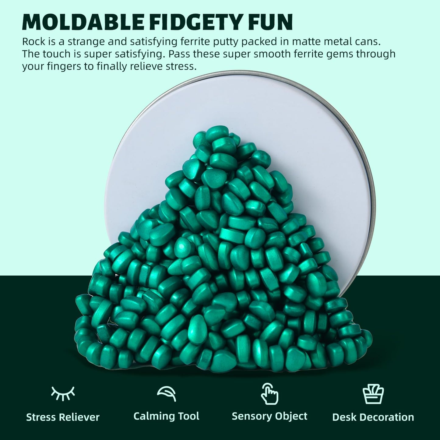Lcvuuk Magnetic Ferrite Putty Rocks, Cyan More Than 300 Weak Magnetic Smooth Ferrite Pebbles, Magnet Rock Desk Toys And Time-Kil